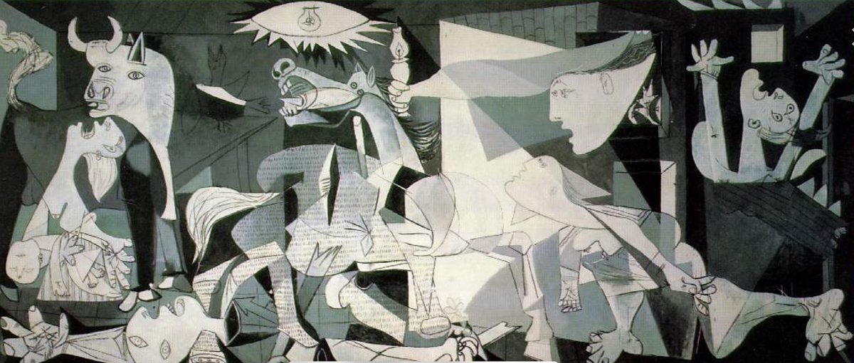 Guernica. Picasson ajaton varoitus fasismin seurauksista: julmuus ja pimeys.