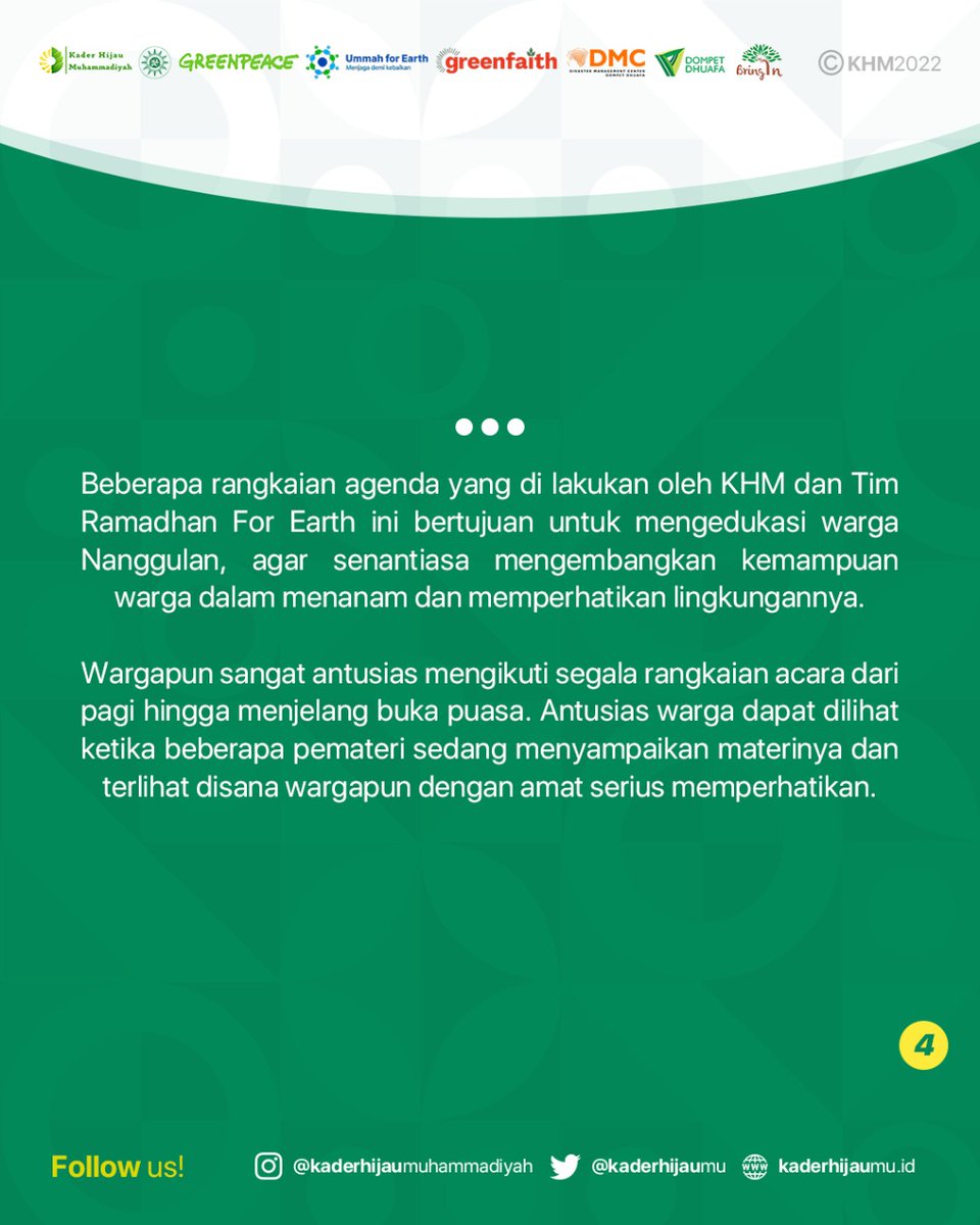 Press Release Ramadhan For Earth Hari Kedua

#HariBumi
#HariBumi2022
#EarthDay
#EarthDay2022
#Ummah4Earth
#KaderHijauMuhammadiyah
#Muhammadiyah