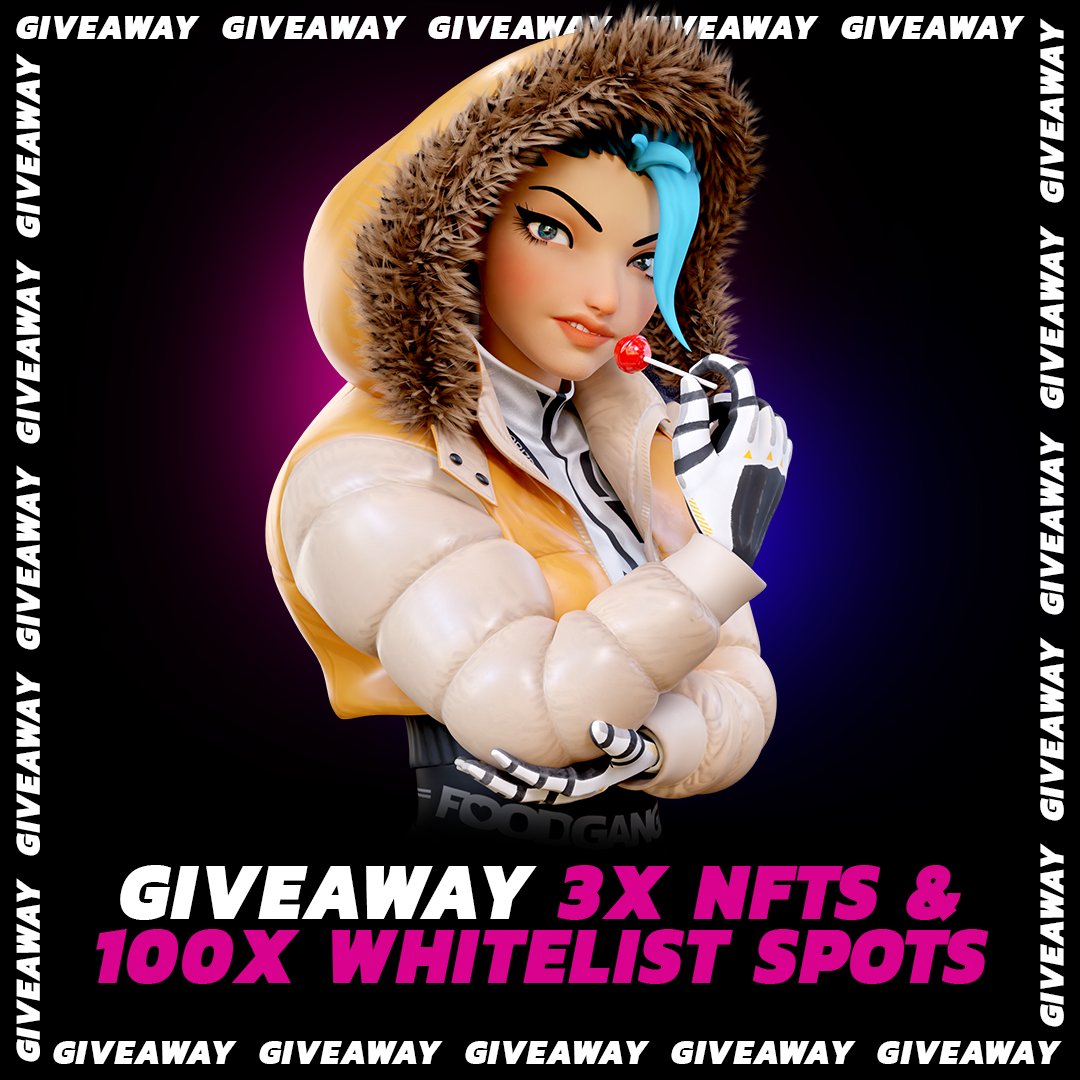💎 FOODGANGZ GIVEAWAY! 💎 
3 NFTS &amp; 100 WHITELIST SPOTS

1️⃣ Follow @FoodGangz
2️⃣ Join discord.gg/foodgangz

Giveaway ends in 48hrs. ⏰

#NFT #NFTs #NFTCommunity #nftcollector #NFTGiveaway x.com/messages/media…
