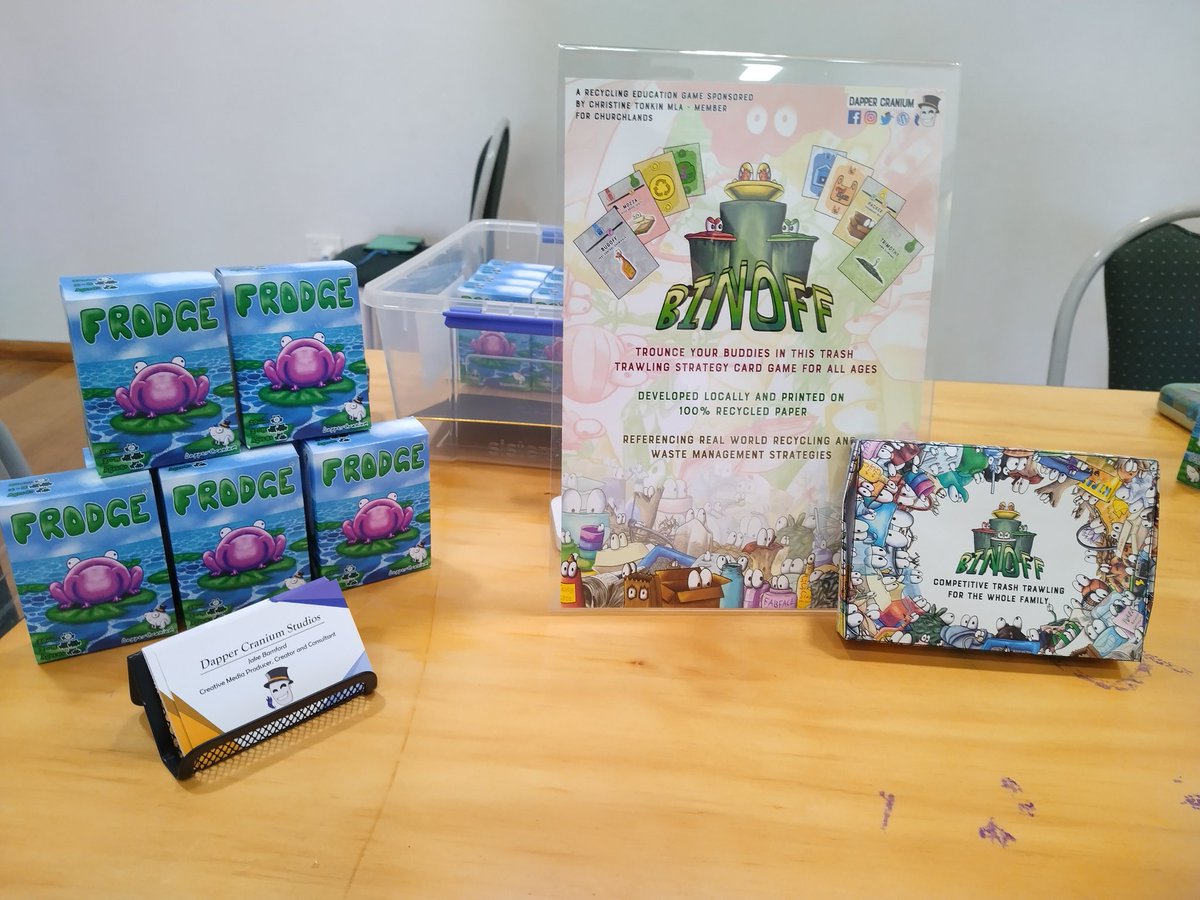 CraniumDapper's tweet photo. Bin Off and Frodge setup at HoshiCon today (and tomorrow)!
Swing by and join for some games! πΈ
#games #gaming #convention #indiedev #gamedev #indiedev #frodge #binoff https://t.co/haDqNVPB3q