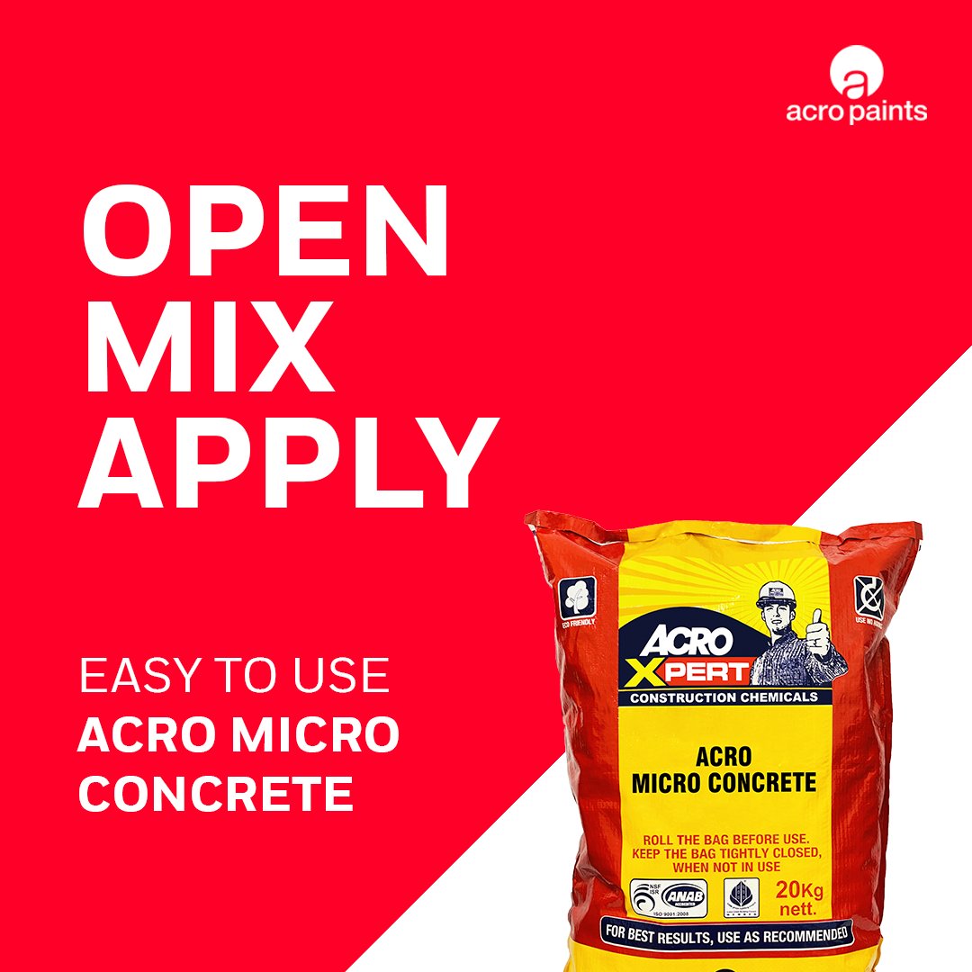 ACROPAINTSDELHI's tweet photo. Construct quickly with Acro Micro Concrete.
Its ready-mix formula only needs water to make flowing and unshrinkable concrete for not accessible areas and others.
Explore the complete product, visit👉 https://t.co/2J7QbrjOuf
#acropaints #microconcrete https://t.co/K6RUOd4jbL