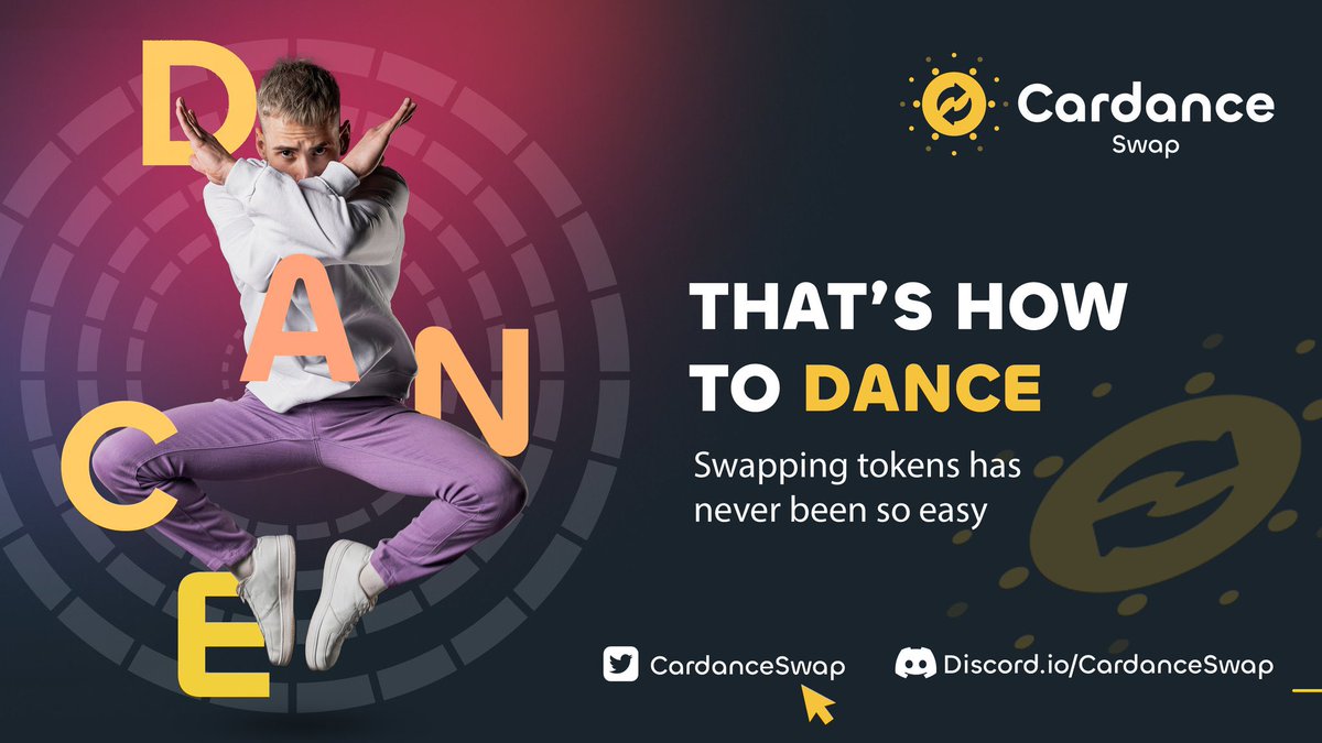CryptoBrace's tweet photo. 💎CARDANCE SWAP IS ON OPEN PRE-SALE💎

A platform of the Cardano community that allows democratization of access to tokens in a decentralized way.

🌐https://t.co/MWBW8YKSQR
💰https://t.co/ZYOF7WFa1i
✅https://t.co/ZSOpaVbmO3

LET’S DANCE TOGETHER DANCERS!
#ada #DEX #Cardano #ad https://t.co/SZv1cOR7sm