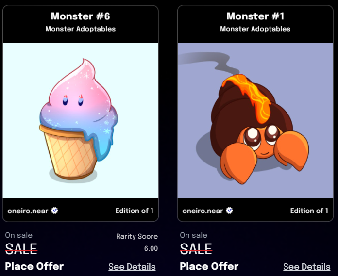 oneiro_art's tweet photo. Thank you @emma4rt for adopting Monster #1. As our first buyer, she gets an additional Monster she likes which is Monster #6 plus a royalty share on next minted card! Thank you so much for adopting.
#NFT #NFTartist #nftcollector #NEAR #NEARProtocol #paras #PARASnft https://t.co/uyt6MFI1Nk