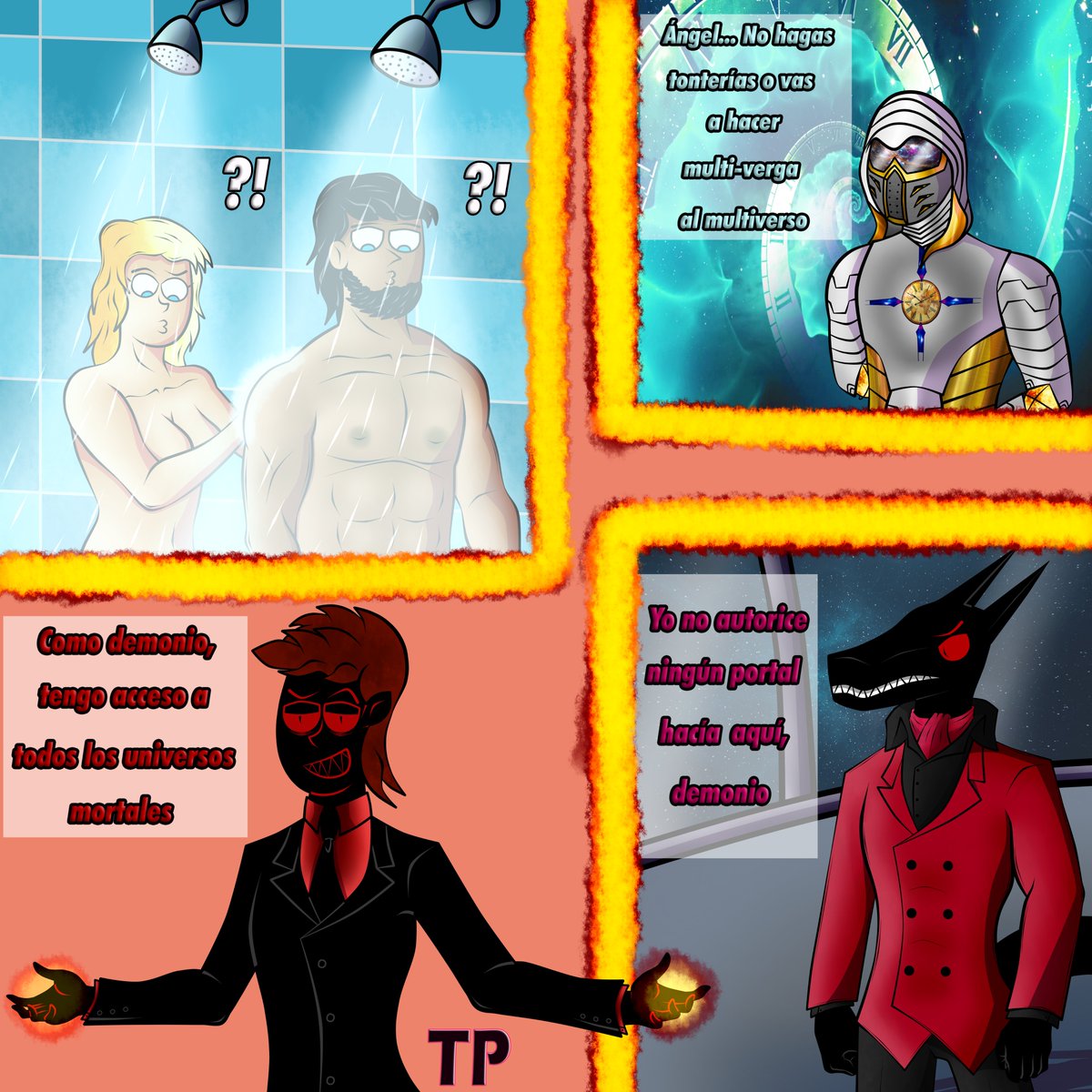 TerrysPlace3's tweet photo. #FunModeMonth2022 Day 22: Multiverse
A bit late, but anyways, here's the day 22. Each OC's belong to a different universe, but demons can lear the power to create portals to those universes.
English & Spanish because yes
Enjoy 😉
#FunModeMonth #digitalart #digitaldrawing #OC https://t.co/PRZvplq5Ph
