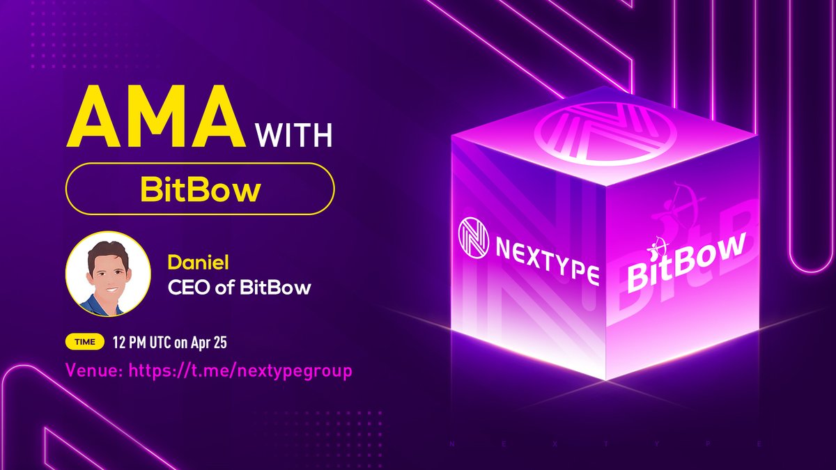 NEXTYPE1's tweet image. 📣Pleased to announce we will have AMA with @Bit_Bow123 

⏰Time: 12 PM UTC on Apr 25
🎁$200 worth of BitBow NFTs
🙌Venue: t.me/nextypegroup

📌Like, RT &amp;amp; Comment your question!
🌟5 Twitter comments and 5 live questions will be picked to share $200 worth of #BitBow NFTs!