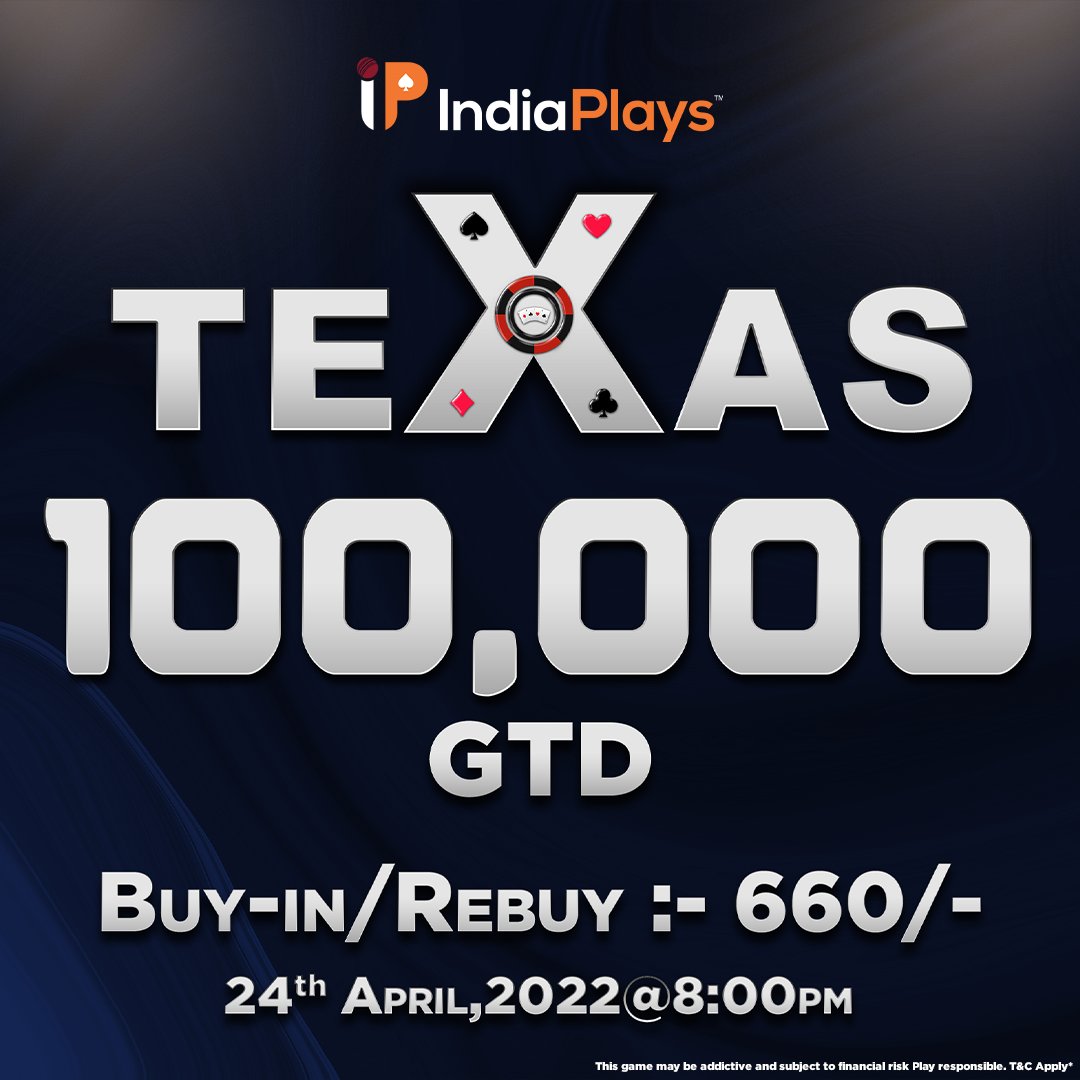 PlaysIndia's tweet photo. YOU can be a lakhpati this April! 🤑Win your share of 𝟏𝟎𝟎,𝟎𝟎𝟎, get your chance to fame and experience sheer thrill. Participate now! 24th April, 8pm. See you at the tables!
Join: https://t.co/DcJmqkjlgE https://t.co/YcyfzNwFJ7