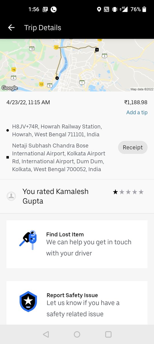findriju's tweet photo. @Uber_India 
I took a trip from Howrah Station to DumDum airport. I was charged double of what I was shown as the initial fare. I had to pay 100 bucks extra to get the AC started. I had to walk from Uber point 2B to 2A to even board the cab. #uberfraud #poorservuce #noacinuber https://t.co/HT4jVhaKxb