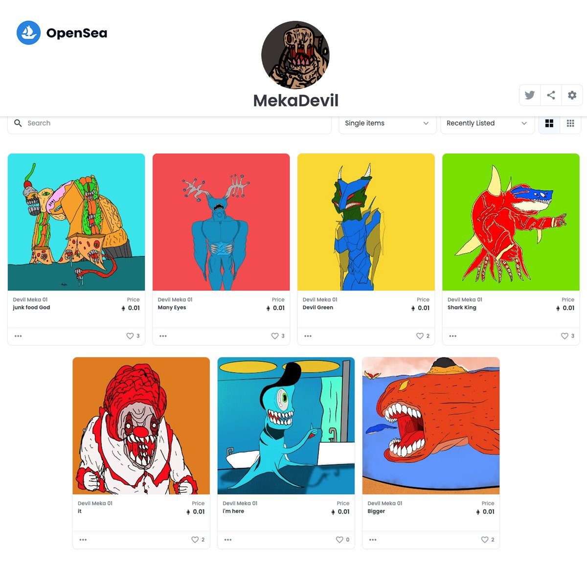 Hi! New Drop😈Monster.
opensea.io/MekaDevil
แรงมาแล้ว งานเดินมากค้าบบ🚀ลุย!
ฝากผลงานมอนสเตอร์ของเด็กตัวเล็กๆ ด้วยครับ
#MekaDevil