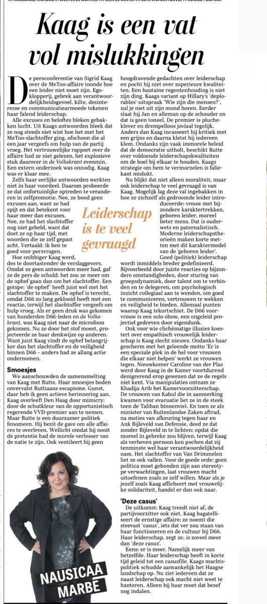 Alles wat Nausicaa schrijft is raak.
Kaag is een vat vol mislukkingen.
De D66 voorvrouw is een soloshow, een ongeleid projectiel gedreven door eigendunk 🎯