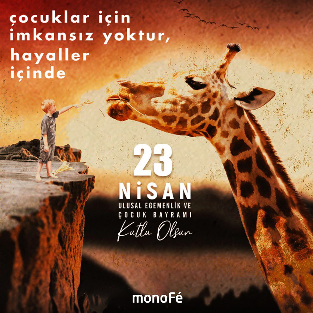 monoFe's tweet photo. Çocuklar için imkansız yoktur, hayaller içinde🌍🦒

23 Nisan Ulusal Egemenlik ve Çocuk Bayramı Kutlu Olsun!🎉

#23nisan #23nisanulusalegemenlikveçocukbayram#23nisankutluolsun https://t.co/EaxZVfbWuo