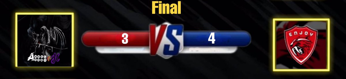 نتيجة مباراة النهائية بين فريقين
 FlNAL ✨🏆
@EnjoyFc_ 
<a href="/Angel_O_FC/">Angel Death FC</a> 
الف  مبروك البطولة نادي
 ANJOY
"4/3" 🏆🥇🏅
#بروكلوب #برو_كلوب