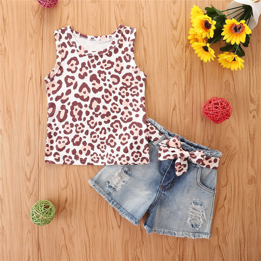 Wholesale Girls Clothing Summer Sleeveless Leopard Vest Denim Shorts Girls Suit
luluclothes.com/products/whole…