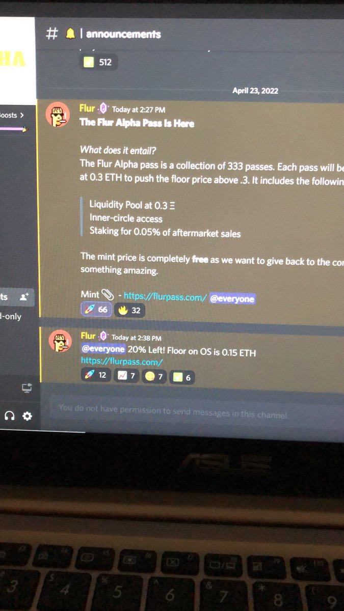lovelive1069's tweet photo. IF YOU ARE IN @FlurETH ALPHA PLS DONT MINT OK IM PRETTY SURE THE SERVER OR FLUR GOT HACKED DO NOT CONNECT WALLET OR MINT https://t.co/BghdvzO7aX
