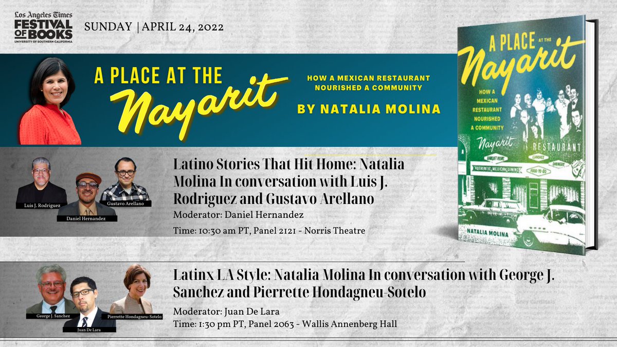 Prof_NataliaM's tweet photo. The @latimesfood assigned me to a dream team👊 of #Latinx storytellers for this panel, where @longdrivesouth will host Luis Rodriguez, @GustavoArellano, and me for a wide-ranging conversation @ writing and representation🙌#bookfest #SomosLAT-Sun 10:30 am https://t.co/CDlfsY8qmt