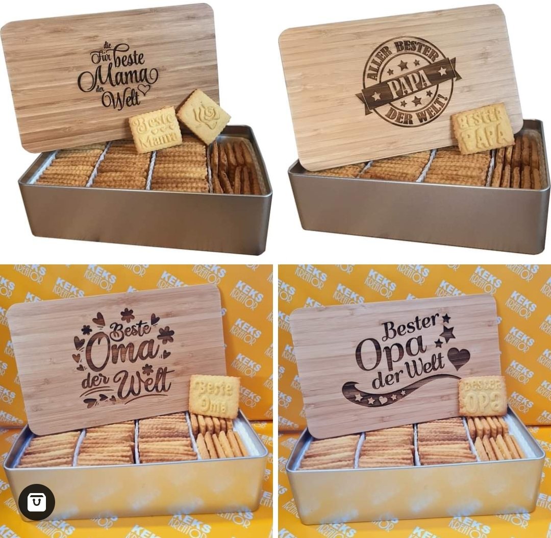 KeksKreator's tweet photo. Das waren unsere ersten gravierten Dosen mit Holzdeckel und die gibt es natürlich dieses Jahr auch wieder zum #Muttertag &amp; #Vatertag😍🍪😍 
https://t.co/J1ZIf9x8QB https://t.co/X7ybgrycd5