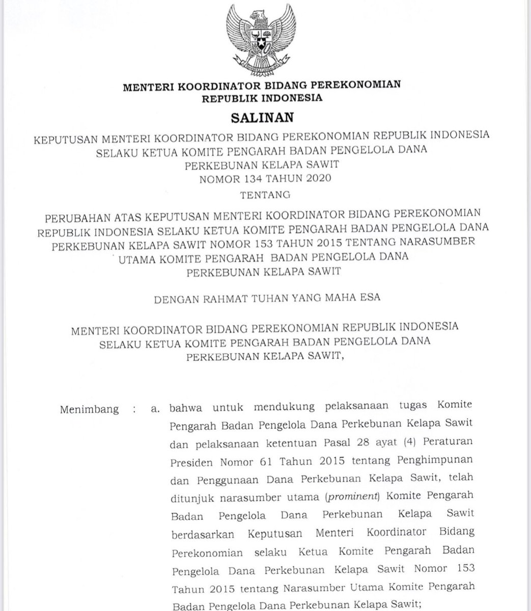 dartowojtyla's tweet photo. Pendiri Wilmar, Martua Sitorus alias Thio Seeng Haap,ada diKomite Pengarah Badan Dana Sawit sbg Narsum Utama berdasarkan PermenkoEko,134/020

Peran Komite: membuat kebijakan aliran dana untuk biodiesel dan Minyak Goreng skrg.

Wilmar sejak 2016-21; dapat subsidi biodisel 39,52 T https://t.co/jVOiFPRJCi