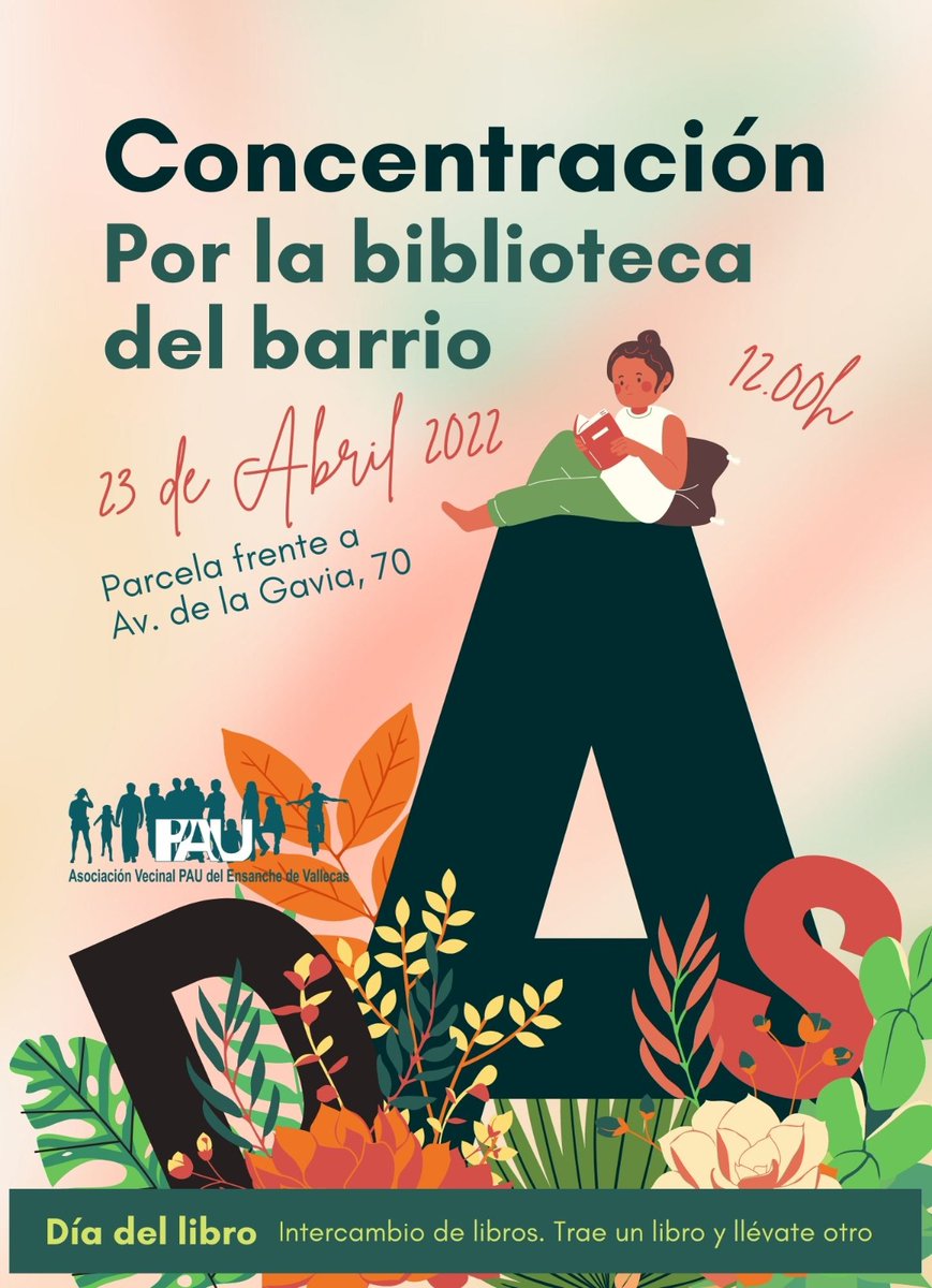 Dani_AyusoVk's tweet photo. ▫️ Cuenca - 53.988 habitantes
📚 3 bibliotecas

▫️ Villarreal - 51.130 hab.
📚 4 bibliotecas

▫️ 𝐄𝐧𝐬𝐚𝐧𝐜𝐡𝐞 𝐝𝐞 𝐕𝐚𝐥𝐥𝐞𝐜𝐚𝐬 - 𝟓𝟐.𝟎𝟏𝟒 𝐡𝐚𝐛.
❌ 𝟎 𝐛𝐢𝐛𝐥𝐢𝐨𝐭𝐞𝐜𝐚𝐬

Celebramos el #DiaDelLibro reivindicando en el barrio más joven de Madrid. Nos vemos ahora😊 https://t.co/e8nbFON98n