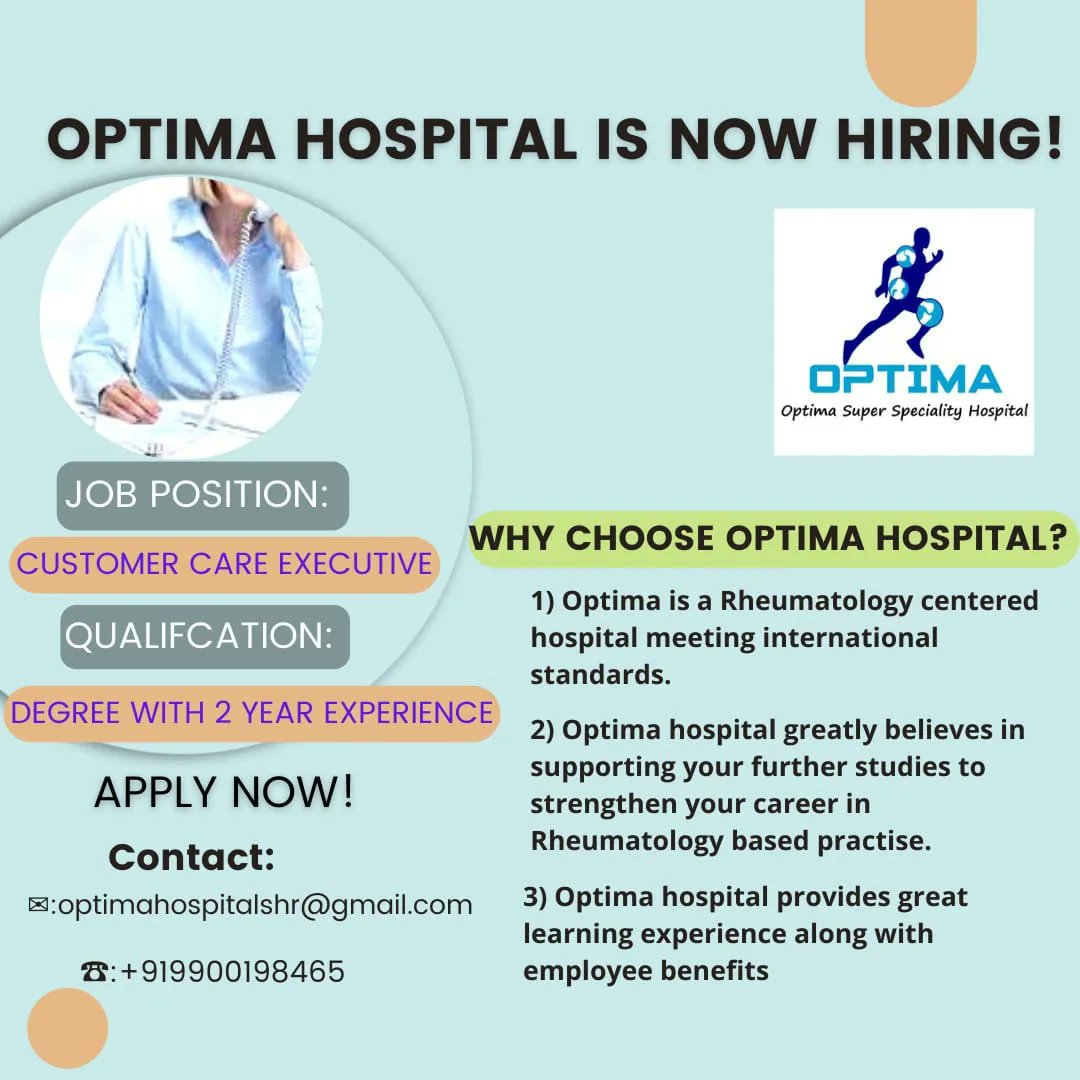 optima_clinics's tweet photo. We're hiring!! Applications open.. hurry!!
#optima #hospitalrecruitment #nurses #customercareexecutive #applicationsopen #sendinyourcv https://t.co/mg7DVuVjbi