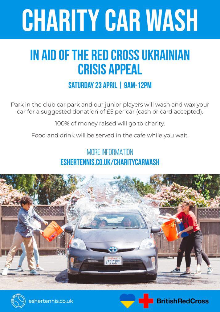 Charity car wash in the club car park today 9am-midday. All proceeds go to <a href="/BritishRedCross/">British Red Cross 🧡</a> Ukraine Crisis Appeal.