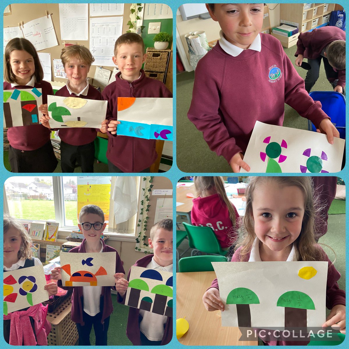 MissGraham_DP's tweet image. Fraction art in P2/3 @DrakiesPS What a fun activity! 😊👍 #activemaths #mathsandart #funfractions