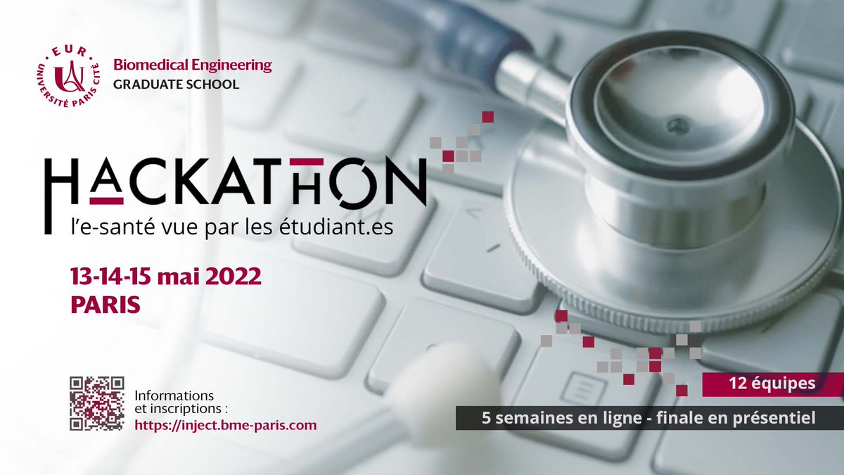 sophybernard's tweet photo. Hack-ta-e-santé 🚀
 
La #GraduateSchoolBioMedicalEngineering et #SMARTSUP organisent un hackathon sur le thème de l’e-santé vue par les étudiant·es. 
Programme et inscriptions :  https://t.co/cjnj76WxNO
📆  En ligne du 22 au 6 mai : inscrivez-vous sans tarder! https://t.co/zrcOr8x36l