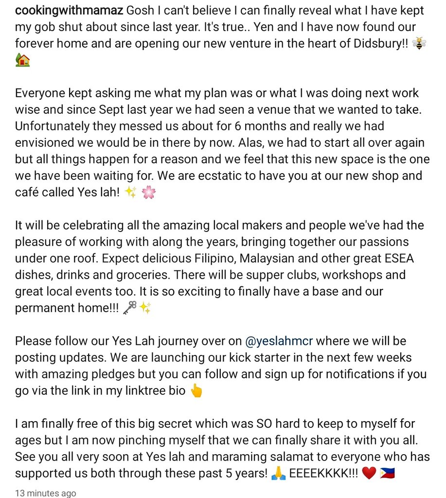 cookinwithmamaz's tweet photo. An announcement I have been keeping to myself since last year... We have a permanent home and base! 🙏 Catch Yes Lah, a new café, retail and workshop experience soon coming to Didsbury from @woks_cluckin and I 🏡 

https://t.co/JESbAhlegU https://t.co/KhjBtRdizz