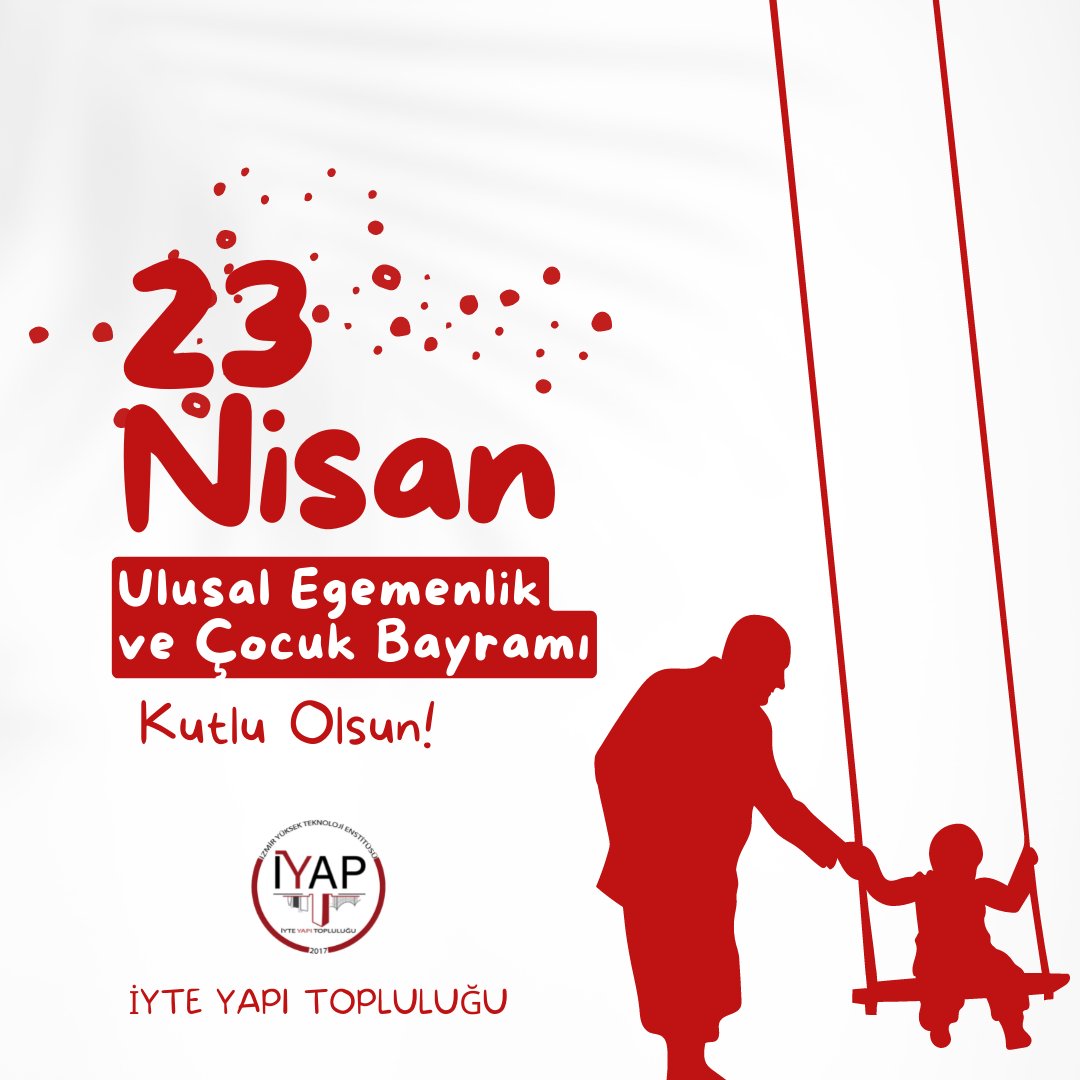 "Çocuk sevgisi insan sevgisi için bir ihtiyaçtır."
Mustafa Kemal ATATÜRK
.
23 Nisan Ulusal Egemenlik ve Çocuk Bayramımız Kutlu Olsun!
.
#iyteyapı #iyap #23Nisan