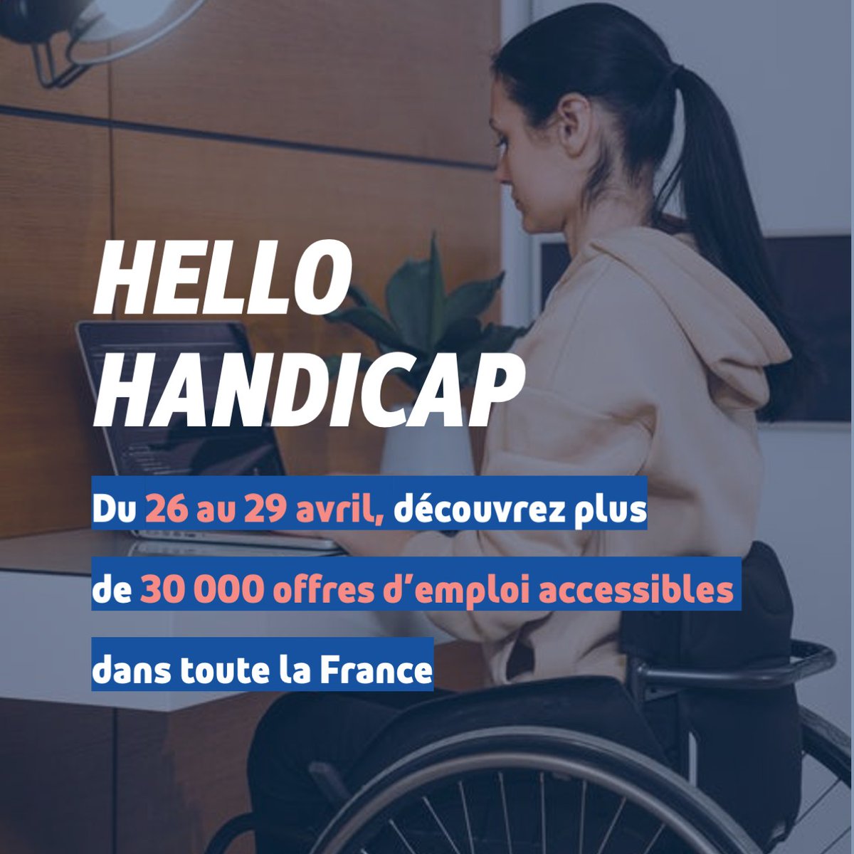 * @pole_emploi dans le #var: Vous êtes en situation de handicap et recherchez un emploi ?

📆 Du 26 au 29 avril, participez au salon 100% digital Hello Handicap et découvrez plus de 30 000 offres d'emploi 

Pour vous inscrire, rendez-vous par ici ➡️ hello-handicap.fr/home