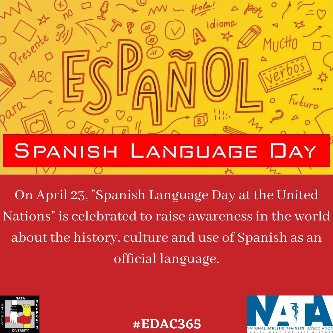EDACNATA's tweet image. Today (April 23) is Spanish Language Day. This day celebrates the second most spoken language in the world, as well as create awareness of the culture and usage of the Spanish Language.