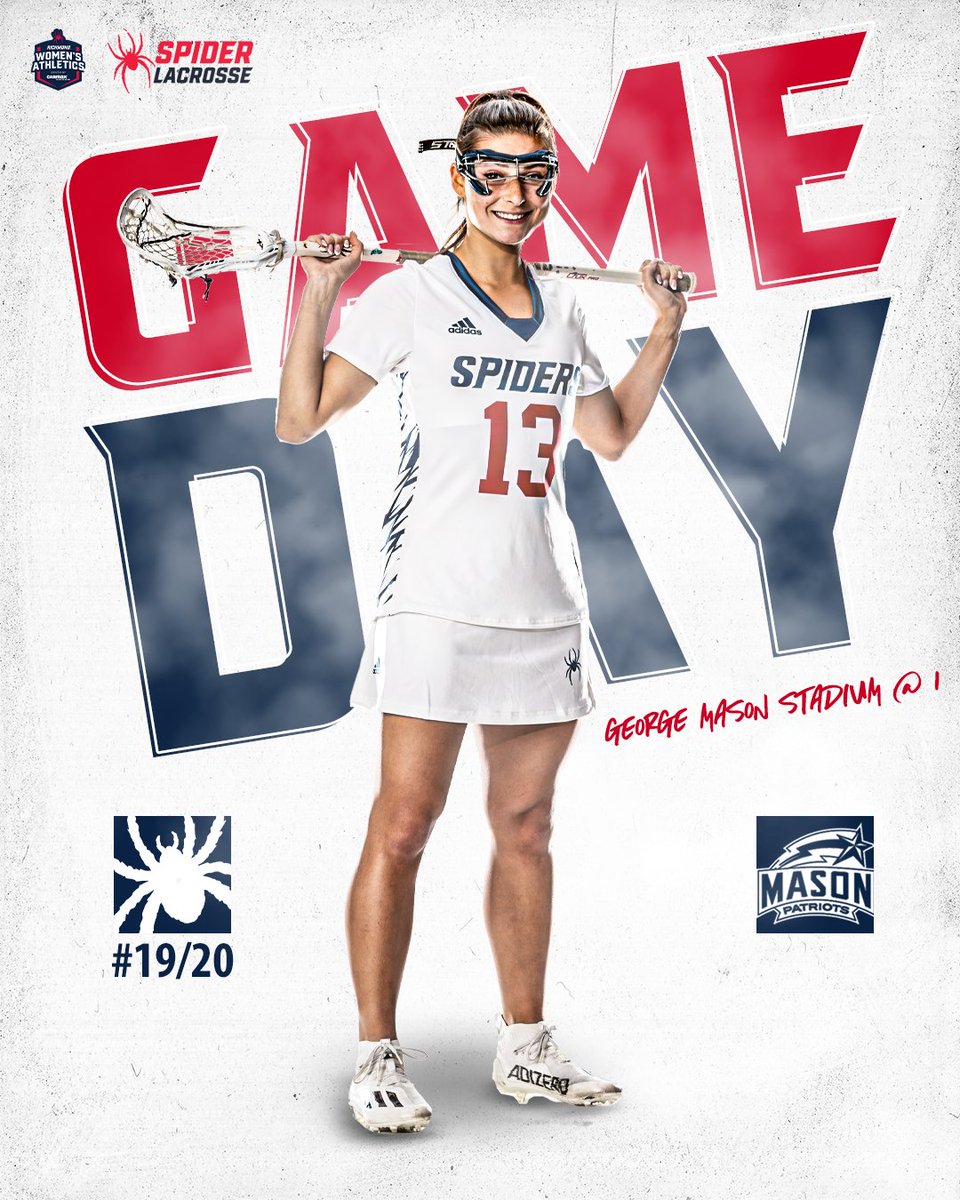 SpiderWLAX's tweet photo. Closing out the regular season on the road 🔥💪😤

🆚 George Mason
📍 George Mason Stadium (Fairfax, Va.)
🕗 1 p.m.
📺 https://t.co/4xvjETLj5b
📈 https://t.co/43rTlZc3PB
📰 https://t.co/DVBS6JW61u

#OneRichmond #RollDers https://t.co/L8zL3GC2Uy