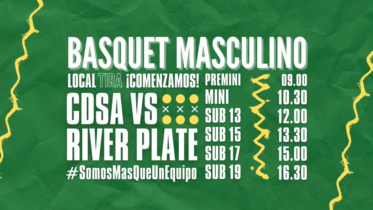 hoy nuestros equipos de Básquet Masculino de inferiores se enfrentarán a River Plate de local en la quinta fecha del torneo de <a href="/FEBAMBAok/">FEBAMBA</a>

#VamosDepor
#SomosMasQueUnEquipo