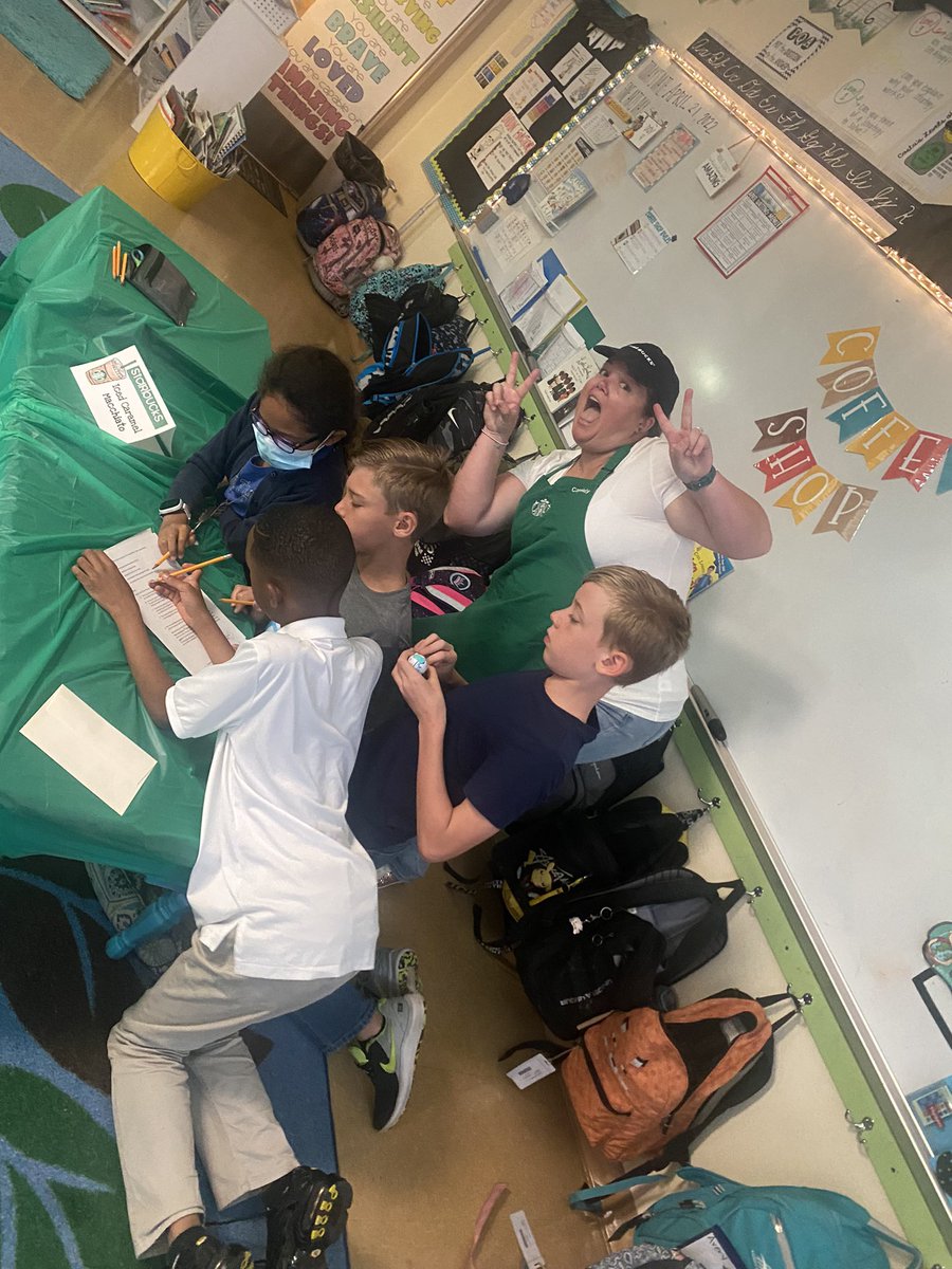 SVESPrincipal's tweet photo. Love the “innovating” ways Mrs. Schilinski and Mrs. Torres challenge their students daily⭐️ Reading FSA prep “Starbucks” style💙 #starbucks #readingrotations #collaboration #engagement @Evergladespto @JenniferBenn19 @EESMediaReaders https://t.co/cY8lygO6Ws
