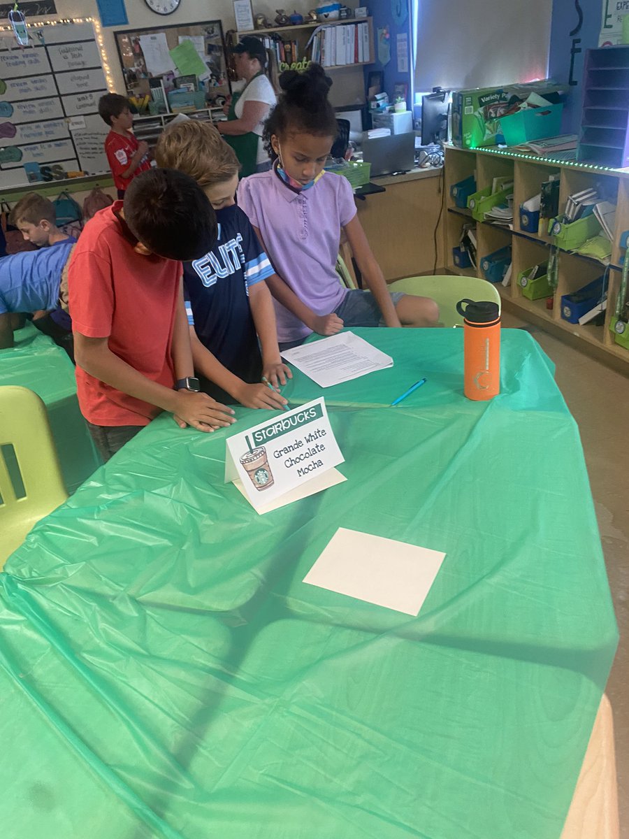 SVESPrincipal's tweet photo. Love the “innovating” ways Mrs. Schilinski and Mrs. Torres challenge their students daily⭐️ Reading FSA prep “Starbucks” style💙 #starbucks #readingrotations #collaboration #engagement @Evergladespto @JenniferBenn19 @EESMediaReaders https://t.co/cY8lygO6Ws