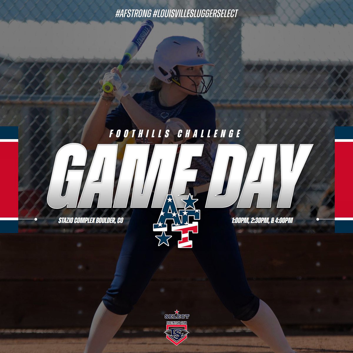 Game Day is here! 3 games today at the Foothills Challenge! #louisvillesluggerselect #AFstrong