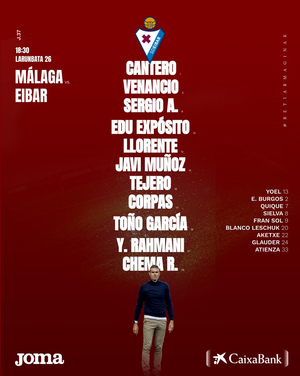 📝HAMAIKAKOA ⚔️ ALINEACIÓN 🆚<a href="/MalagaCF/">Málaga CF</a>

#MálagaEibar | #BetiArmaginak