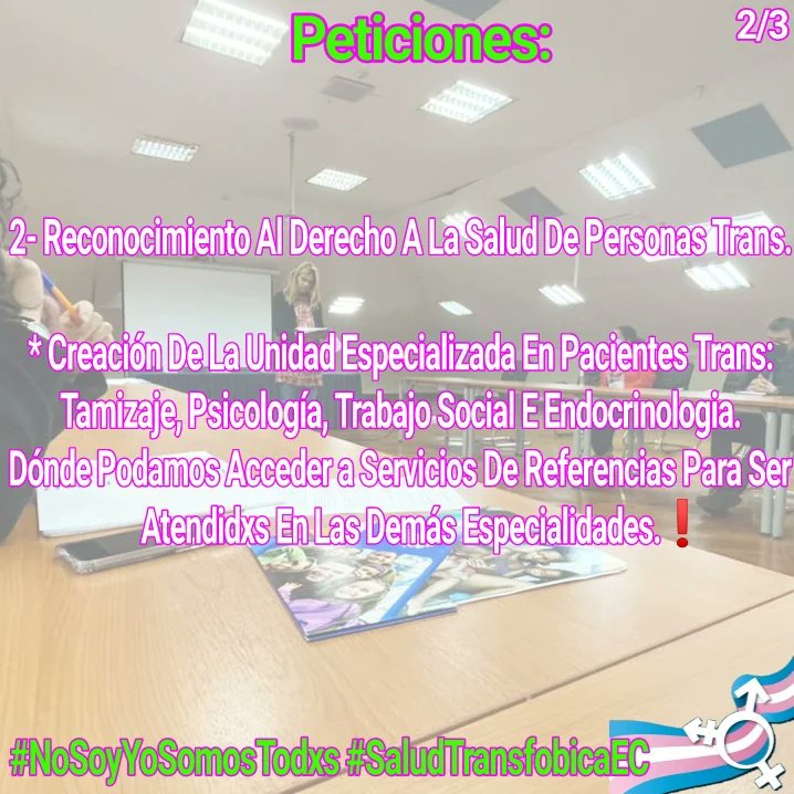 SoySiriDaniela's tweet photo. Comunicado Público.
Peticiones Con El Fin De Solucionar Esta Situación y Mejorarla.
No Soy Yo! Somos Todxs Las Personas Trans. Existimos, Vivimos Y Resistimos, Las Vidas Trans Importan ✊🏽⚕️🏳️⚧️
@heugenioespejo @Salud_CZ9 @Salud_Ec https://t.co/1UamFlPixk