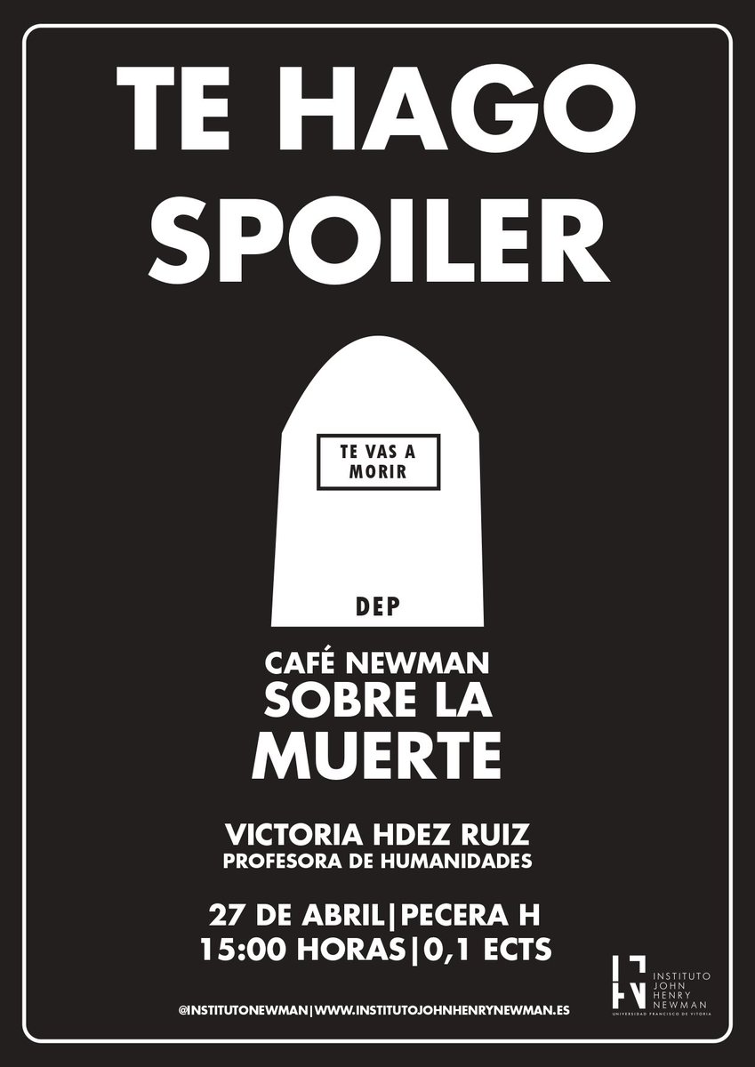¿Por qué no se habla de la muerte? ¿Miedo? ¿Prudencia? ¿Interés? ¿Por qué se elude y se oculta, siendo la única certeza? ¿Si estamos, ademas, en un momento histórico en que las propias leyes la propician? @HumanidadesUfv <a href="/institutonewman/">Instituto Newman UFV</a>