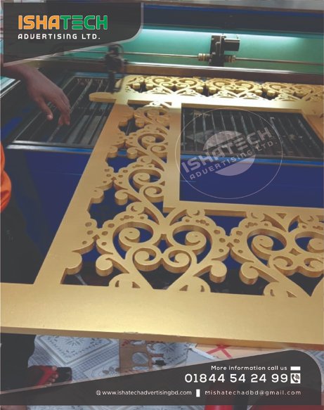 IshaTechAdvert1's tweet image. Golden Acrylic Wall Sheet 12mm Thickness &amp;amp; MDF Jali Cutting Wall Partition Board with Laser Jaali Cutting Board Indoor for Outdoor &amp;amp; Indoor Jali Cutting Design Board Services in Bangladesh.
Cell: 01844 - 542 499
#ProjectBoard #BacklitBoard #LightingBoard #UnipoolBoard #TryVision