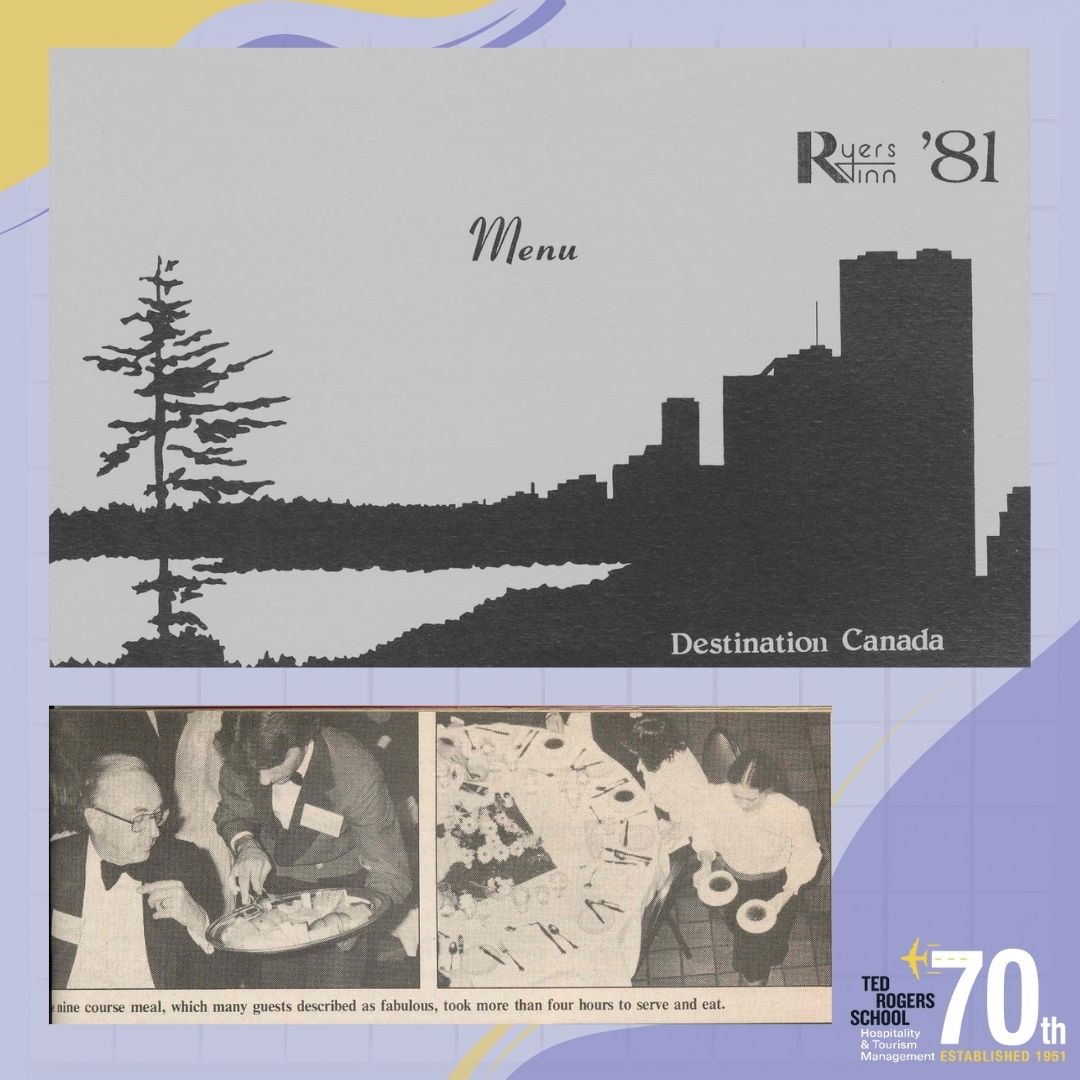 THEMTorontoMet's tweet photo. Looking through our history in the 80's, Ryers'Inn was established, the generous donations from hotel partners towards building a state-of-the-art training lab provided front office training, @RHAARyerson started & #HTMRyerson focuses on giving back! #HTMCelebrates70 #the80s https://t.co/JkS0oQHgsF