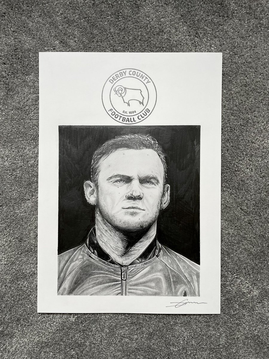 Jacksebastion's tweet photo. @WayneRooney Drawing ✍🏼 @dcfcofficial @BBCDerby #derbycounty #derby #waynerooney #portraitart https://t.co/dxb9jFpIna