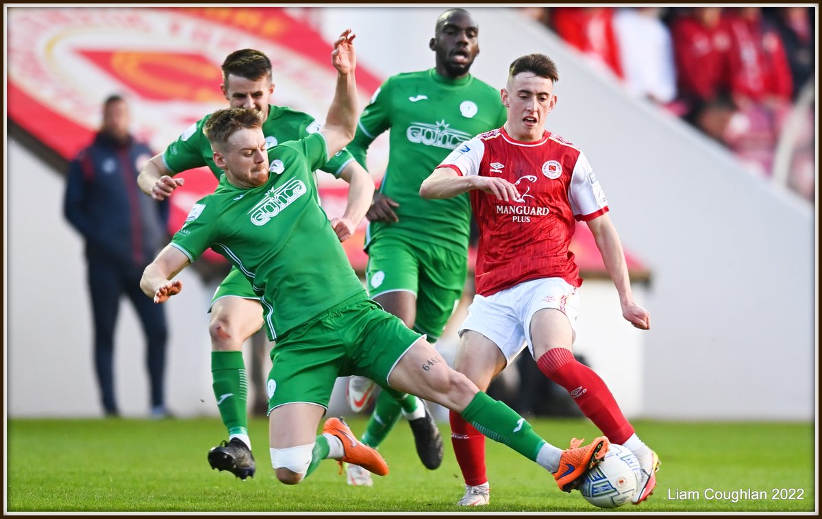 On a lovely evening for football <a href="/stpatsfc/">St Patrick's Athletic FC</a> kept pace with the front runners as they defeated <a href="/FinnHarpsFC/">Finn Harps FC</a> in #Inchicore . In a tightly contested game, a goal in each half along with a clean sheet, kept the #Invincibles happy. Darragh Burns gets closed down this time. #FAI #LOI