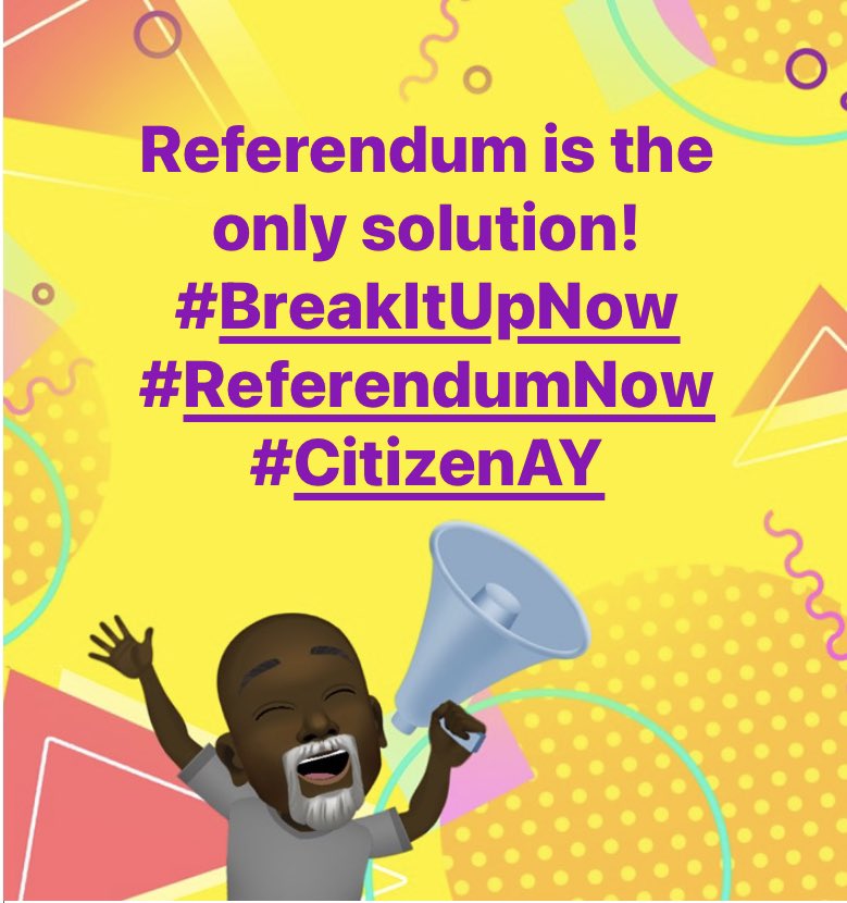 CitizenAy's tweet photo. Referendum is the only solution!
#BreakItUpNow
#ReferendumNow
#CitizenAY https://t.co/13xHKBuMOY