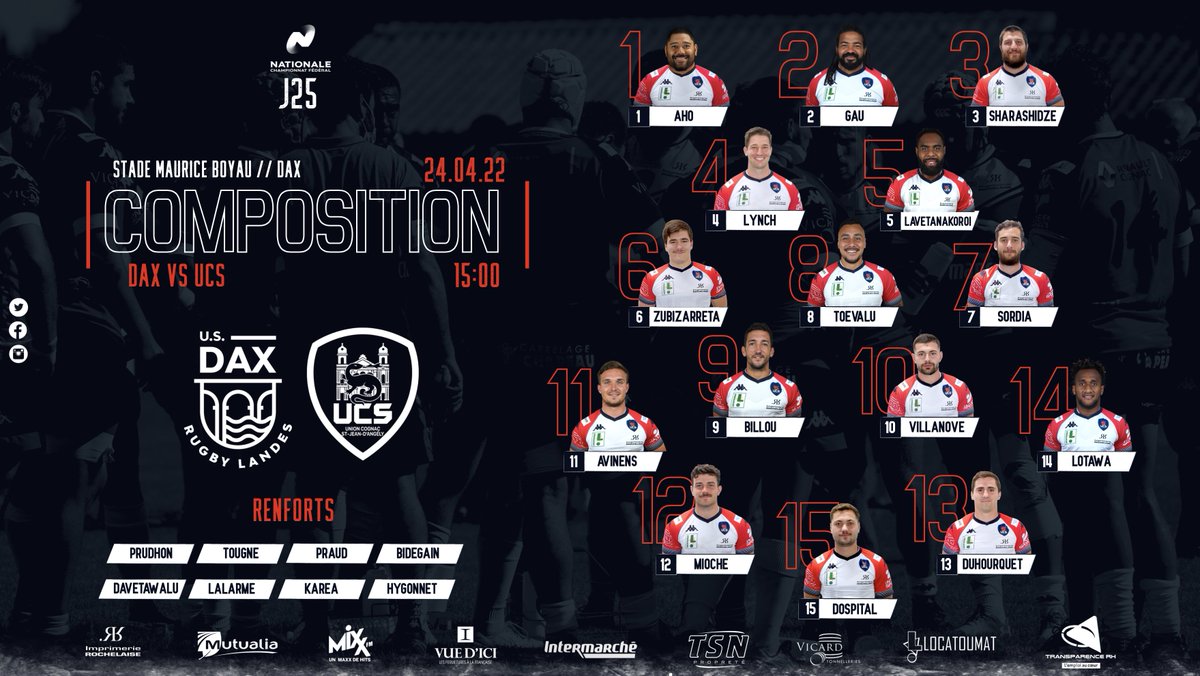 💥𝙇𝙖 𝘾𝙤𝙢𝙥𝙤
Notre partenaire Sarl Fontanillas vous présente le XV de l’Union pour ce déplacement capital à Dax

AllezUnion🔴🔵💪🏻