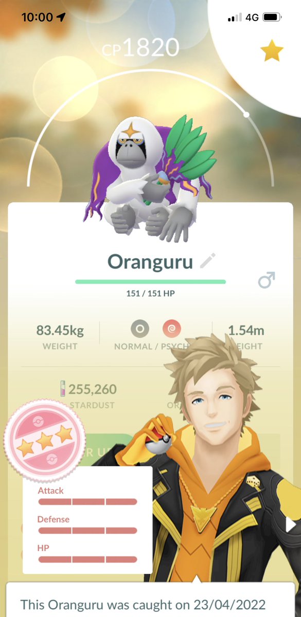 2nd Oranguru I’ve caught and it’s a hundo! 💯 😀 <a href="/PokemonGoApp/">Pokémon GO</a> #PokemonGOfriends