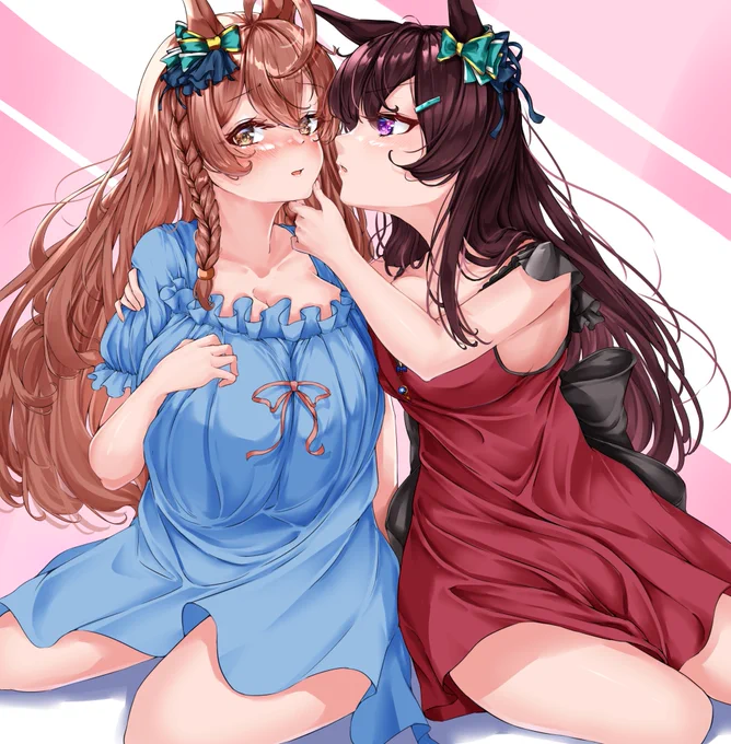 顎クイ#ウマ娘 #メジロブライト #メジロドーベル #イラスト 