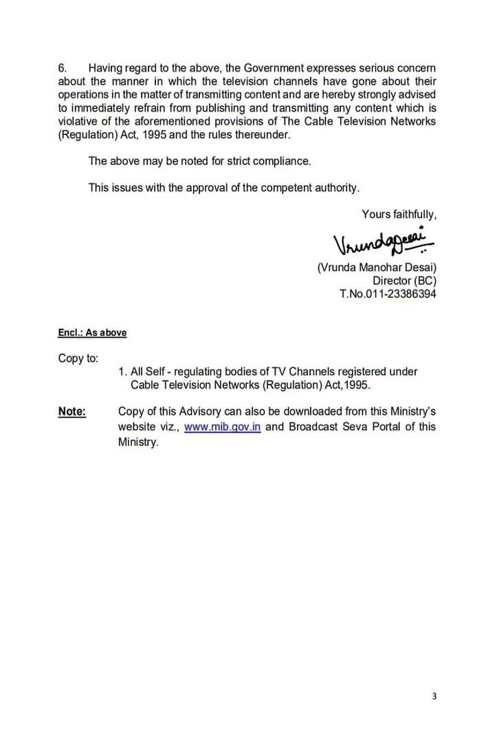 Priiyabh's tweet photo. Taking exception to television coverage of the Ukraine-Russia conflict and the Delhi riots, the @MIB_India has issued a strong advisory to news channels asking them to abide by the #ProgrammeCode laid down by the relevant laws. https://t.co/VEmJp2Pc3g