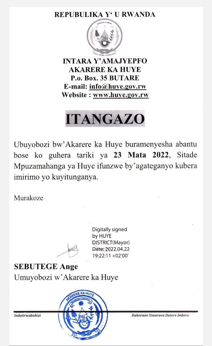 imfuraluc01's tweet photo. #BBSports
Stade ya @HuyeDistrict yafunzwe mu rwego rwo kwihutisha imirimo yo kuyisana, ikazakira umukino w’u Rwanda na Sénégal muri #AFCONQ2023
@CAF_Online niyo izemeza niba iyi stade ifite ubushobozi bwo kwakira uyu mukino, niramuka iyanze, ubwo @AmavubiStars yakinira hanze. https://t.co/dO1pqz2Az2