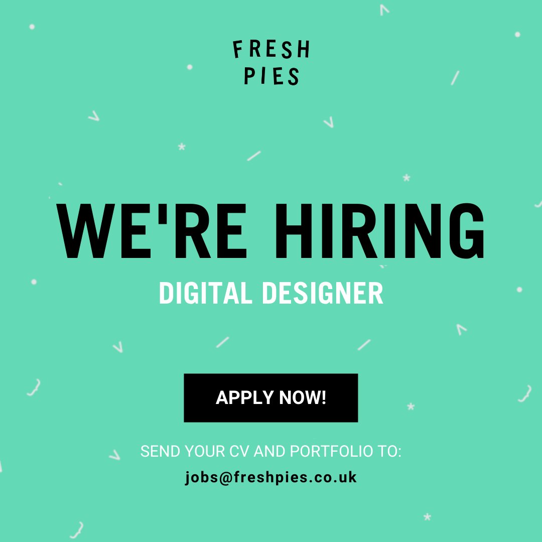 freshpies's tweet photo. WE'RE HIRING!📣

We’re growing, and we are looking for an enthusiastic, experienced and creative Digital Designer.

Sounds interesting? Click to find out more about the role: https://t.co/lqeOo7po5b

#hiring #HIRINGNOW #HiringAlert #digitaldesigner #balham #london #agencylife https://t.co/uA1W5sA5TP