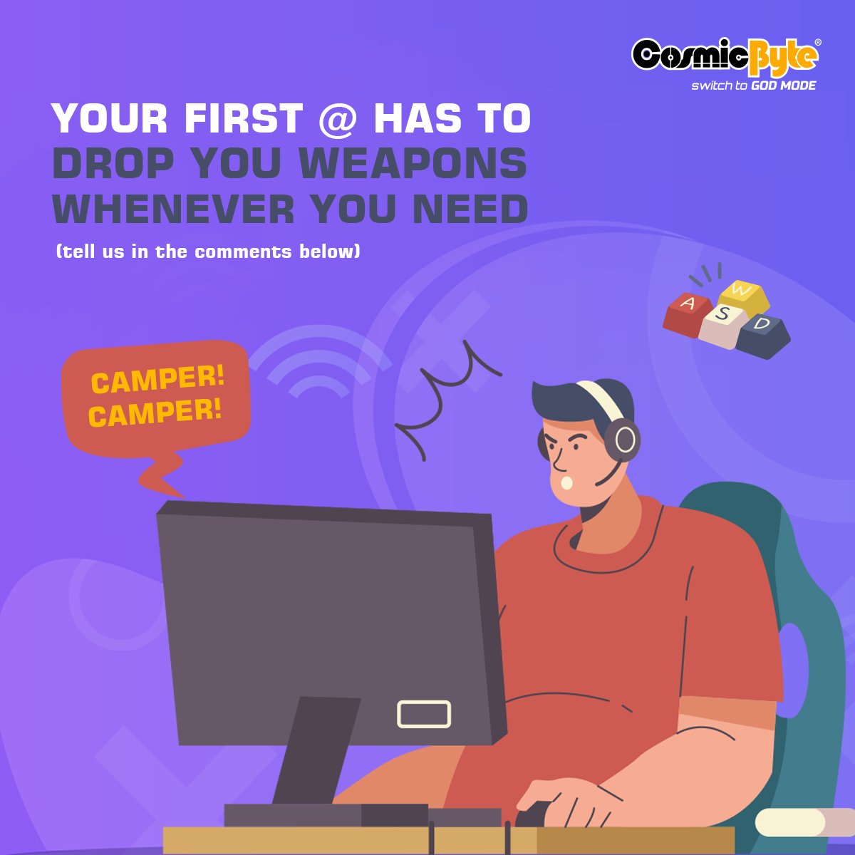 cosmicbyteindia's tweet image. TAG that friend &amp;amp; let him know in advance what type of weapons you may need :p

#CosmicByte #SwitchToGodMode #DropWeapons #Lightweight #CosmicByteGaming #Gamers #GamersLife #GamingProducts #GamingModeOn #Gears #PcGamers #PcGaming #GameOn