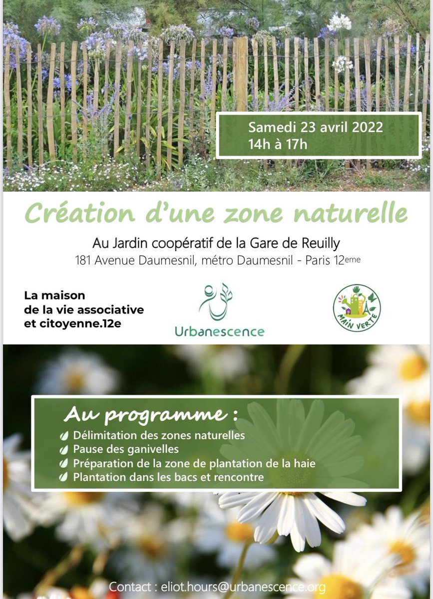 Mairie12Paris's tweet photo. Rendez-vous cet après-midi à partir de 14h dans le jardin de la @MaisonAssos12 pour la création d’une zone naturelle organisée par l’association Urbanescence ! https://t.co/LUfBEhXVSQ